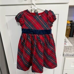 Max Studio Red and Green Plaid Kids Dress